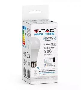 V-tac smart light: Bec led 10W RGBW Wi-fi