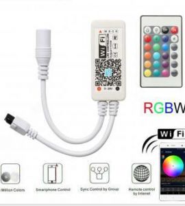 Plafoniera led 18W cu senzor IP44: Controler Smart RGBW cu Wifi si telecomanda