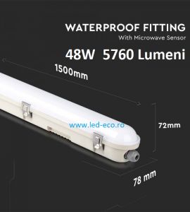 Proiector cu panou fotovoltaic 50W: Lampa impermeabila led Samsung 48W cu senzor